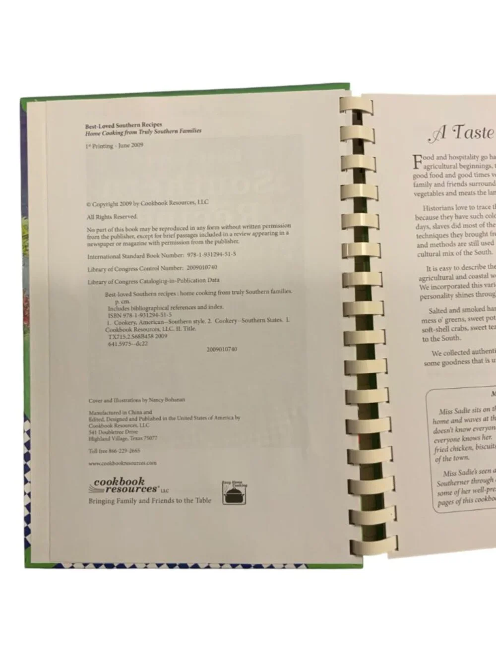 Best-Loved Southern Recipes Cookbook Spiral Bound 2009